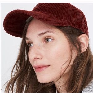 Madewell brown corduroy baseball cap.